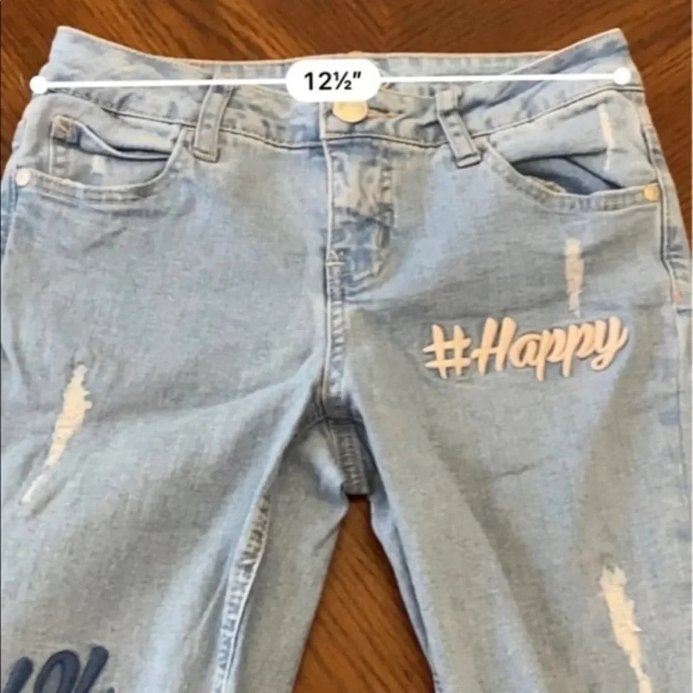 Justice Girl Light Wash Embroidered Jeggings| 10‎